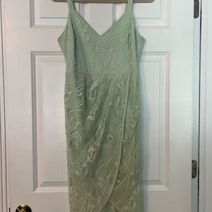 Lulu’s Sage Green Lace Midi Dress